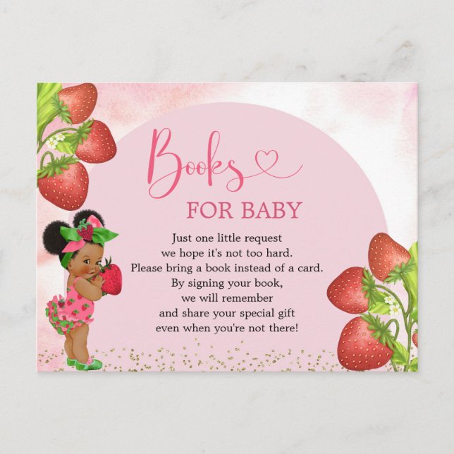Invitation Carte Postale Fraise Berry Baby shower Sucré Livres Pour Bébé (Devant)