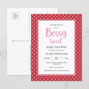 Invitation Carte Postale Fraise Berry Sweet Budget Baby shower Invitati