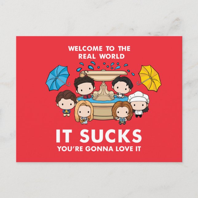 Invitation Carte Postale FRIENDS™| Bienvenue au Real World Chibi (Devant)