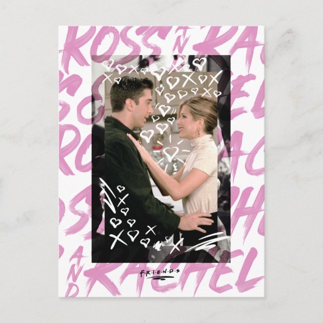 Invitation Carte Postale FRIENDS™| Coeurs Doodled Ross Et Rachel (Devant)
