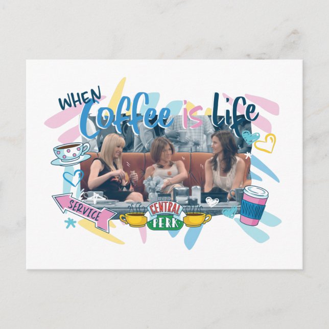 Invitation Carte Postale FRIENDS™| Quand le café est la vie (Devant)