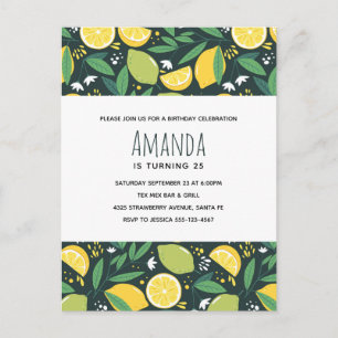 Invitation Carte Postale Fruit de citron jaune et de citron vert Motif Anni