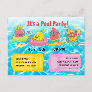Invitation Carte Postale Fruit d'été Kawaii