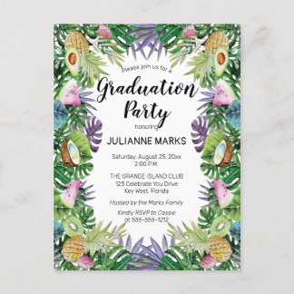 Invitation Carte Postale Fruit tropical | Green Summer Graduation Party