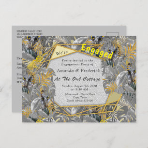 Invitation Carte Postale Fun Expressif en feuille plante Jaune et Gris pour