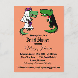 Invitation Carte Postale Funny Alligator Mariage