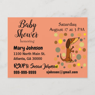 Invitation Carte Postale Funny Dachshund Baby shower de chien