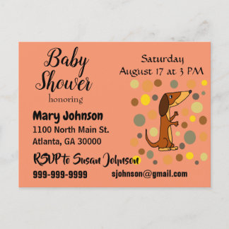 Invitation Carte Postale Funny Dachshund Baby shower de chien