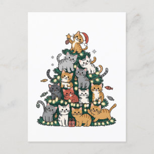 Invitation Carte Postale Funny Kitten Christmas Tree Chat Animal de compagn