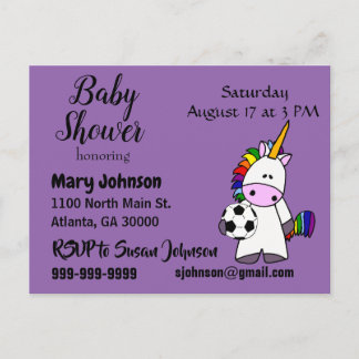 Invitation Carte Postale Funny Unicorne Jouer Baby shower de football