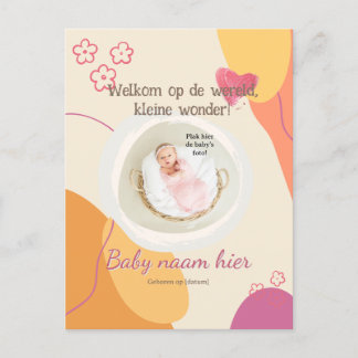 Invitation Carte Postale Gebortekaartje voor de kleine
