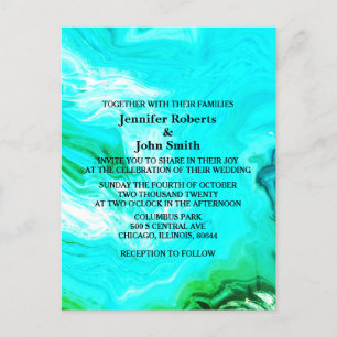 Invitation Carte Postale Géode Agate Turquoise Bleu Vert Artsy Mariage Pers