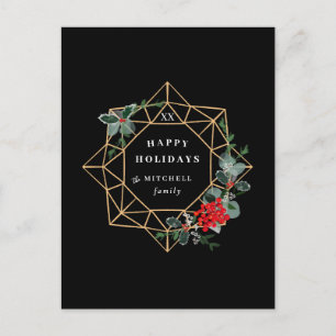 Invitation Carte Postale Géométrique Wreath Holiday Photo Retour