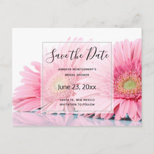 Invitation Carte Postale Gerbera Rose Daisies Elégante Photo Enregistrer la
