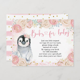 Invitation Carte Postale Girl Penguin Winter Snowflake Livres pour bébé