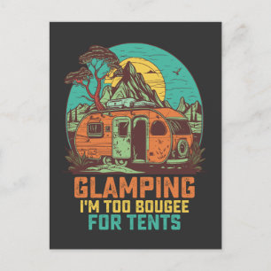 Invitation Carte Postale Glamping Je suis Trop Bougee Pour Tentes Rétro Vin