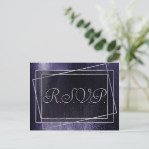 Invitation Carte Postale Glitzy Foil   Indigo Midnight Dark Purple Response
