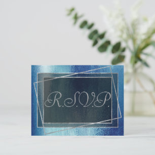 Invitation Carte Postale Glitzy Foil Iridescente Ice Blue Faux brillant R