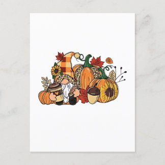 Invitation Carte Postale Gnomes d'action de grâce Feuilles Gnomes Funny Fal