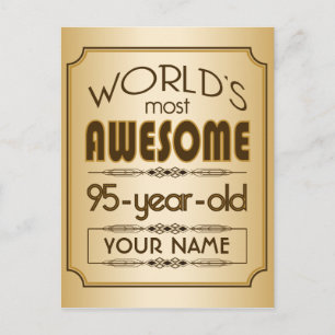 Invitation Carte Postale Gold 95th Birthday Celebration World Meilleur Fabu