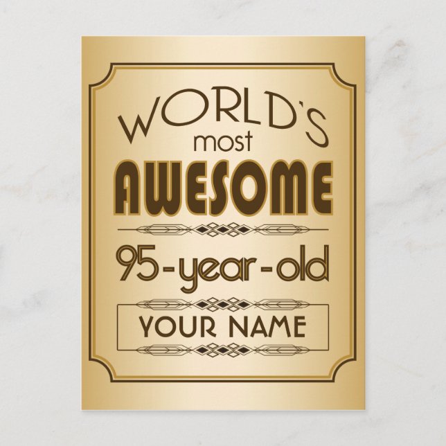 Invitation Carte Postale Gold 95th Birthday Celebration World Meilleur Fabu (Devant)
