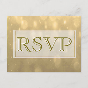 Invitation Carte Postale Gold Bokeh   RSVP