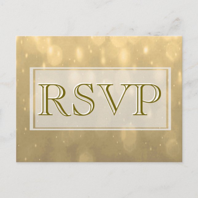 Invitation Carte Postale Gold Bokeh | RSVP (Devant)