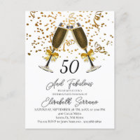 Gold Confetti Champagne Verres 50e anniversaire