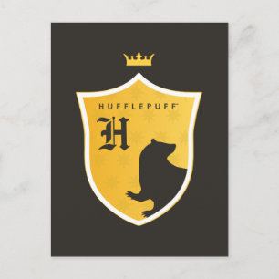 Invitation Carte Postale Gold HUFFLEPUFF™ Armoirie couronnée