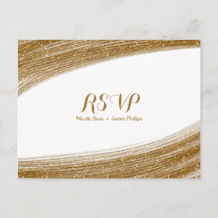 Invitation Carte Postale Gold Sparkle Faux Parties scintillant Wedding Cart