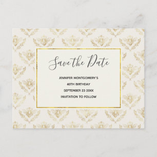 Invitation Carte Postale Golden Bumble Bee Motif Enregistrer la date