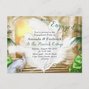 Invitation Carte Postale Golden Royal Peacock Feathers