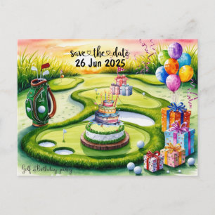 Invitation Carte Postale Golf Anniversaire Décor de fête sur le parcours