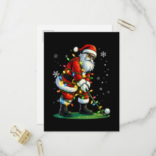 Invitation Carte Postale Golf de Noël Santa Golfeur Xmas Drôle