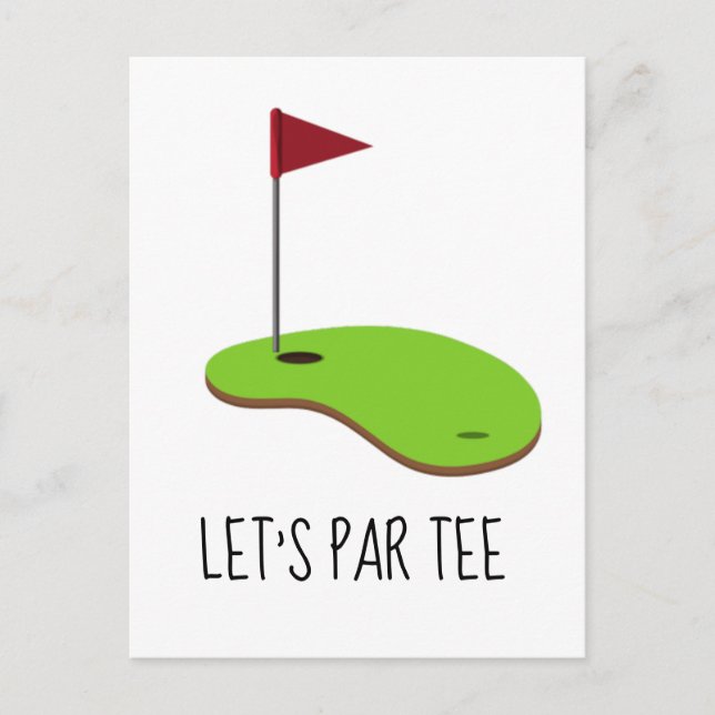 Invitation Carte Postale Golf Let’s Par avec drapeau de golf sur vert blanc (Devant)