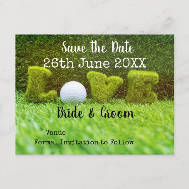 Invitation Carte Postale Golf Sauvegarder la date pour le mariage avec une  (Devant)