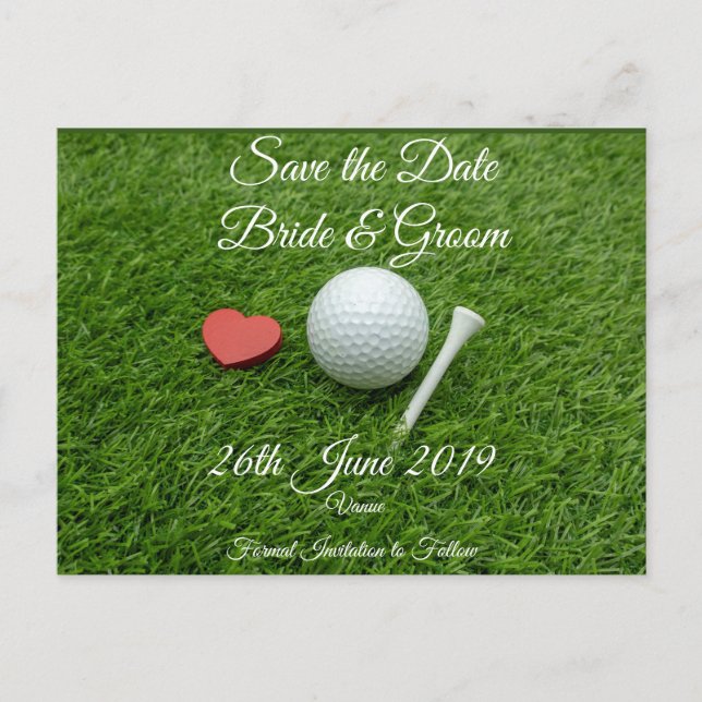 Invitation Carte Postale Golf Sauvegarder la date pour le mariage avec une  (Devant)