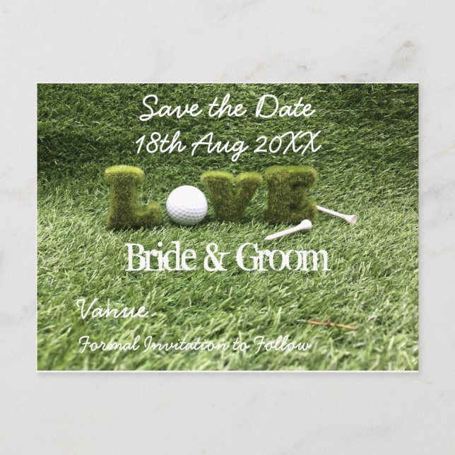 Invitation Carte Postale Golf Sauvegarder la date pour le mariage avec une  (Devant)