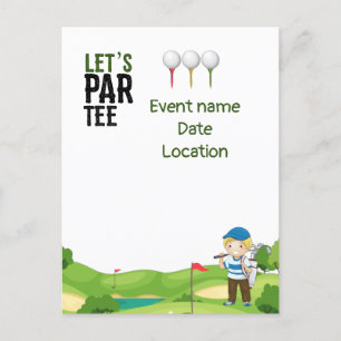 Invitation Carte Postale Golf Sauvez la date Let's Par Tee