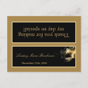 Invitation Carte Postale Goody Bag Topp Mis XV Gold Black Party