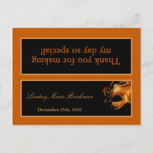 Invitation Carte Postale Goody Bag Topp Mis XV Orange Black Party