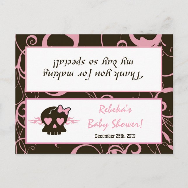 Invitation Carte Postale Goody Sac Topper Girly Girly Pink Punk Crâne (Devant)