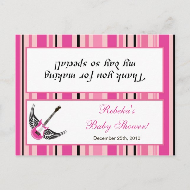 Invitation Carte Postale Goody Sac Topper Girly Girly Pink Punk Rock Guitar (Devant)