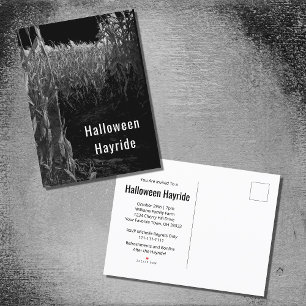 Invitation Carte Postale Gothique Cornfield Halloween Hayride Party