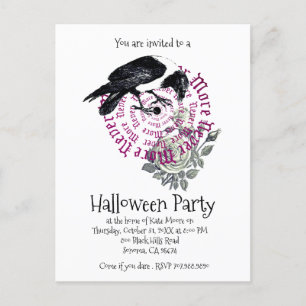 Invitation Carte Postale Gothique Jamais Plus Raven Halloween Fête Invitati