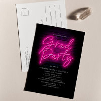 Grad Class 2025 Pink Neon Script Graduation Party