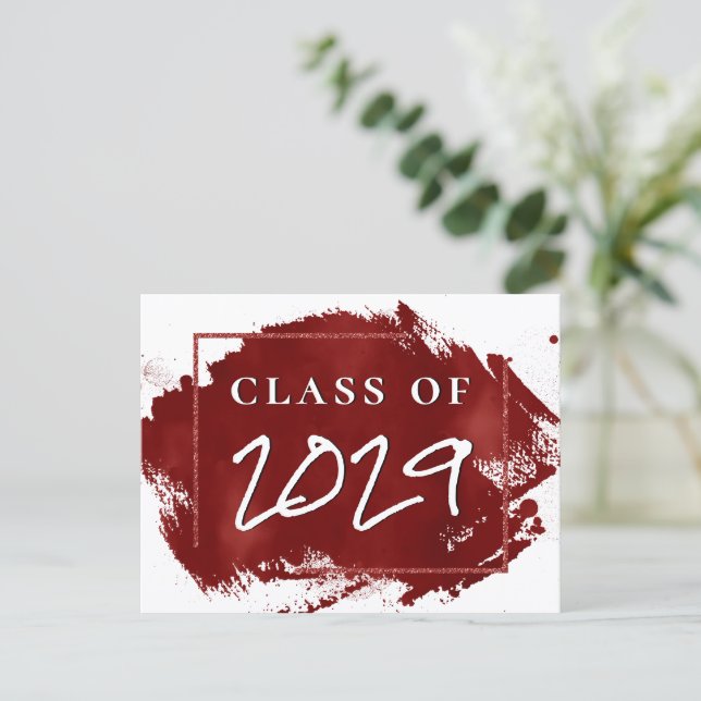 Invitation Carte Postale Grad peint | Red Splatter Brushstroke Party (Debout devant)