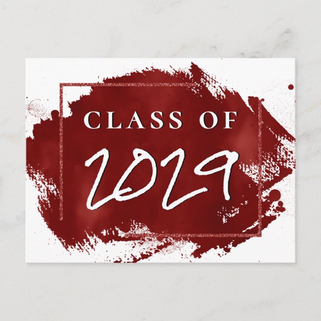Invitation Carte Postale Grad peint | Red Splatter Brushstroke Party (Devant)