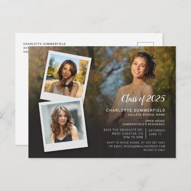 Invitation Carte Postale Graduate 2025 Photo Collage Grad Party (Devant / Derrière)