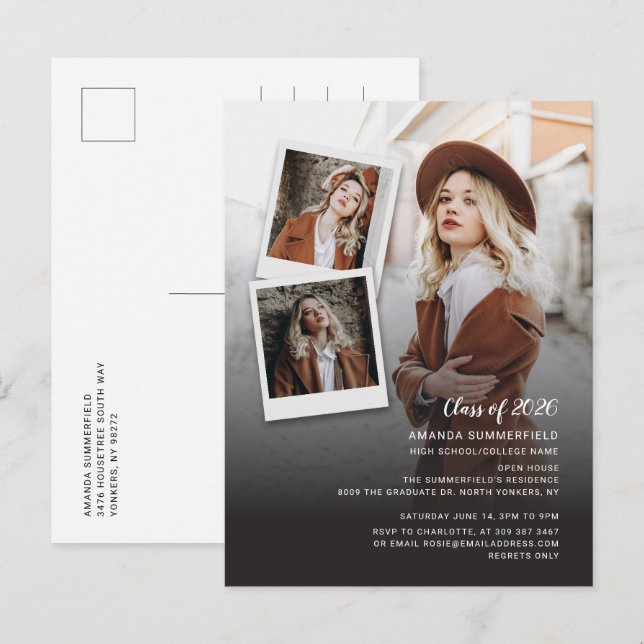 Invitation Carte Postale Graduation 2024 Multi Photo Graduate Party (Devant / Derrière)